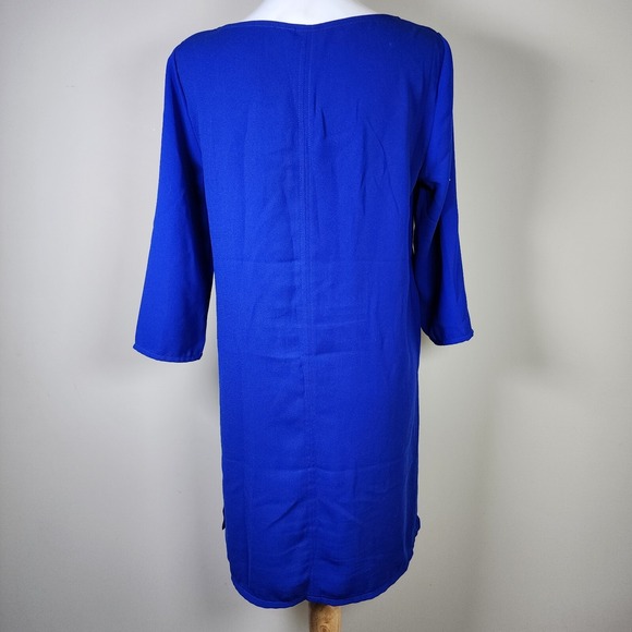 H&M Royal Blue Dress Womens 8‎ Silver Zipper Pockets Classic 3/4 Sleeve Y2K 90s - Picture 6 of 16